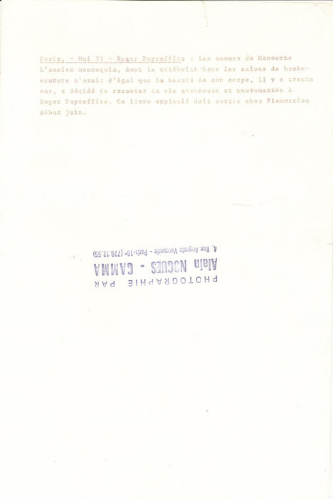 Manouche et Roger Peyrefitte, 1972 photo photographie sortie livre époque