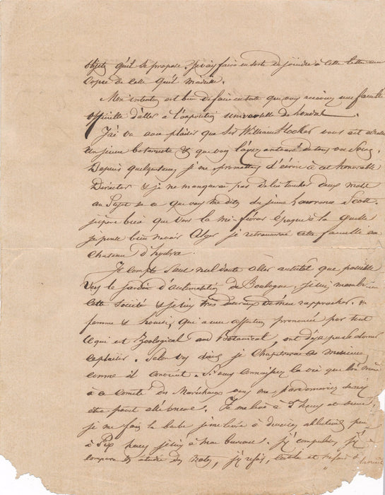 Marechal Pelissier lettre autographe signée famille jardin botanique