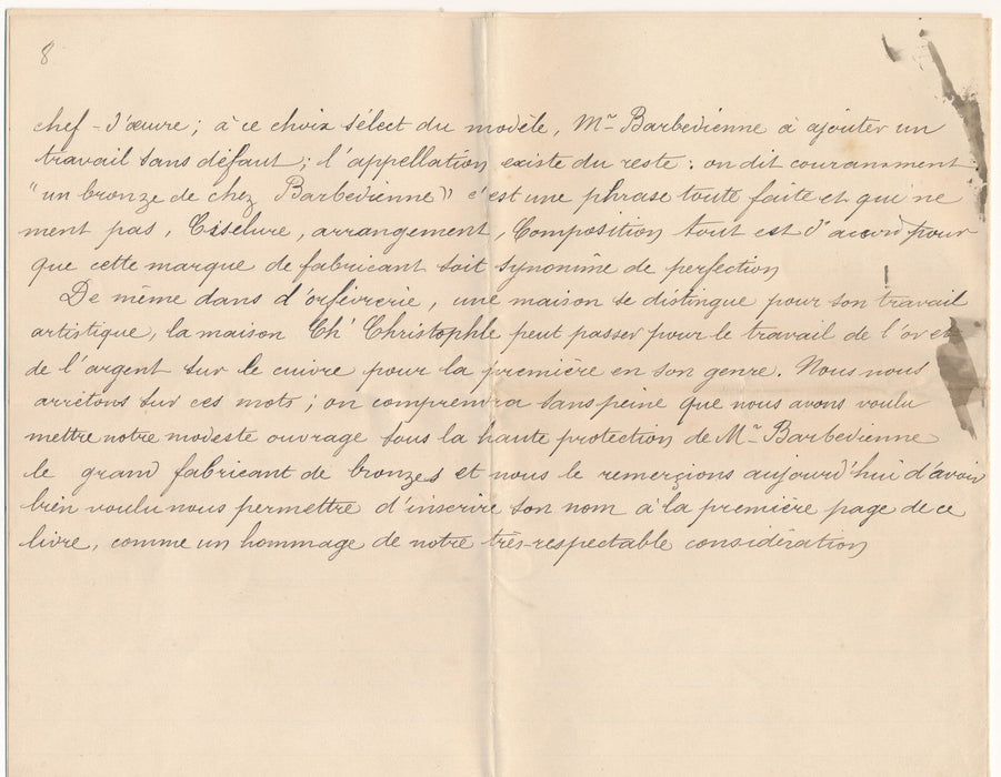 Maurice GUILLEMOT préface manuscrite 8 p. bronze 4 lettres projet Barbedienne