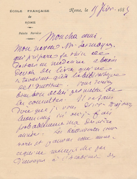 E. LE BLANT lettre autographe signée découvertes Gautier Villefosse archéologie