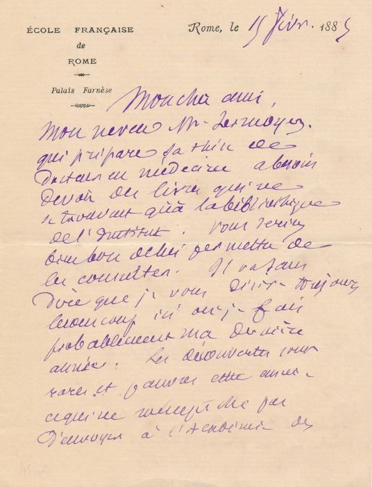 E. LE BLANT lettre autographe signée découvertes Gautier Villefosse archéologie