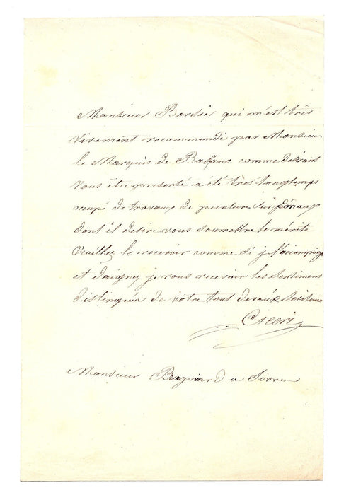 Pierre-Luc-Charles CICERI à A. BRONGNIART Sèvres Bassano lettre autographe