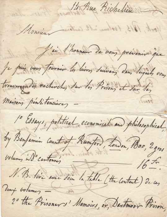 Théophile BARROIS bibliographie anglaise prison 2 lettres autographes signées