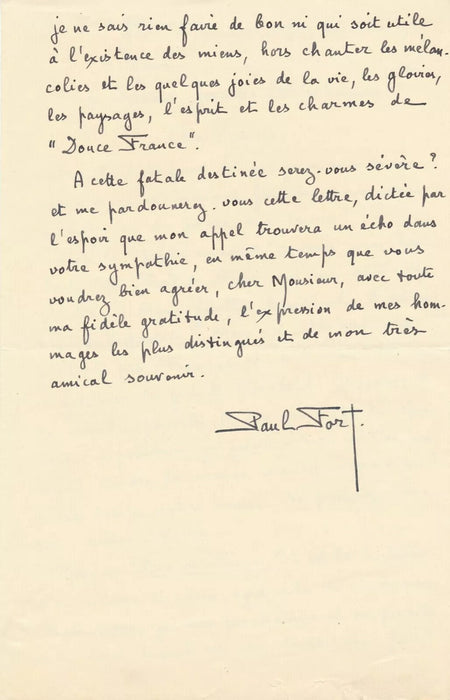 bel ensemble autographe Paul FORT 2 lettres 2 cartes 1 lettre épouse dédicace