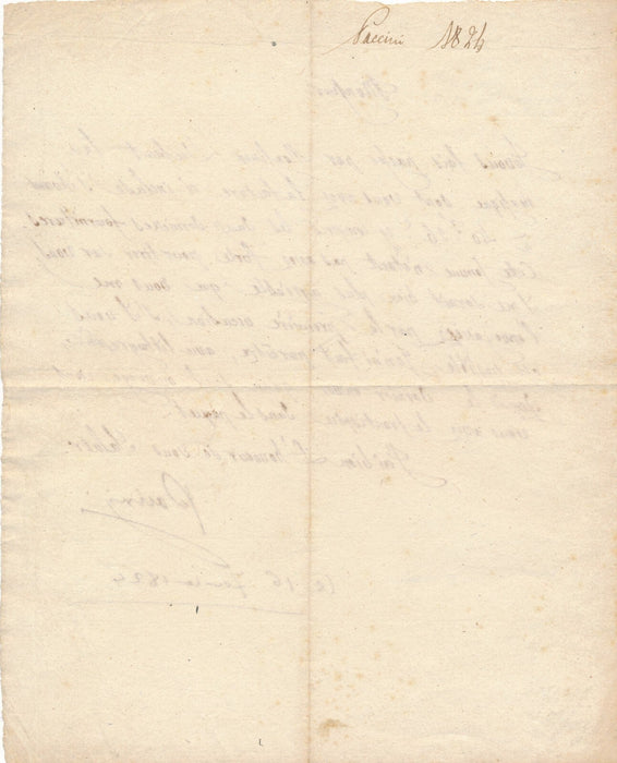 Antonio PACINI lettre signée et daté envoi de musique imprimée lithographie