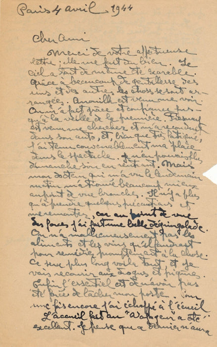 Henry GAULTIER acteur pièce Voyageur Anouilh Fresnay Marguerite Deval lettre