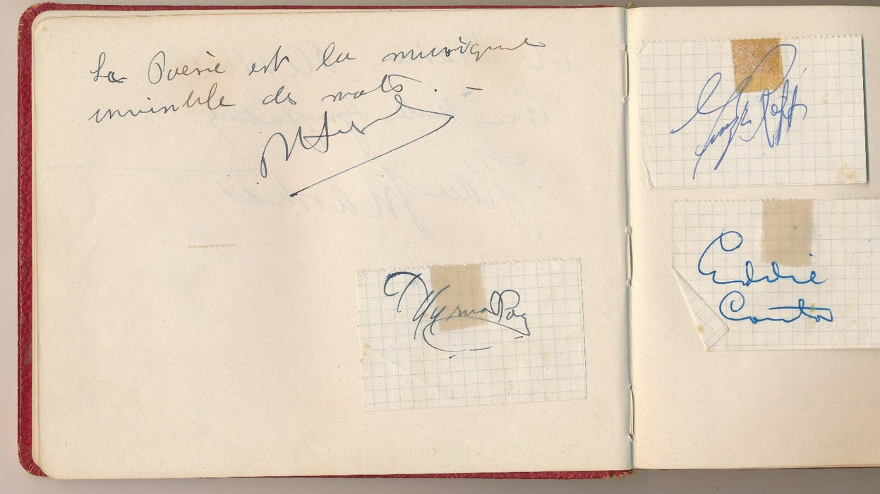 ALBUM AMICORUM 17 signatures Sacha Guitry Louis Jouvet Darrieux et 1 aquarelle