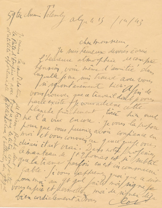 René Jean CLOT 2 lettres autographes Alger 1943 Frison Roche opportuniste