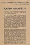 Louise NEVELSON catalogue exposition CNAC et photo, invitation, flyer 1974