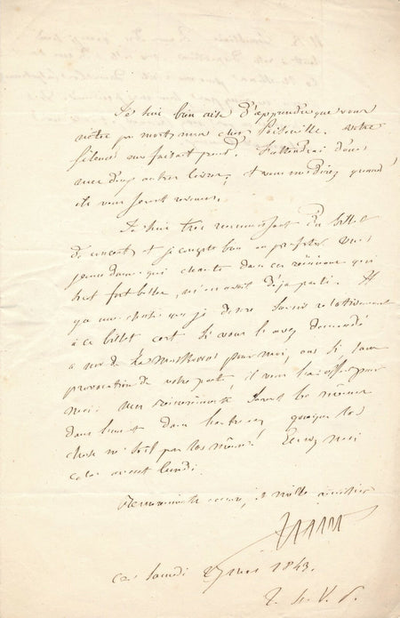 Louis Francisque LÉLUT médecin médecine lettre autographe signée POISEUILLE