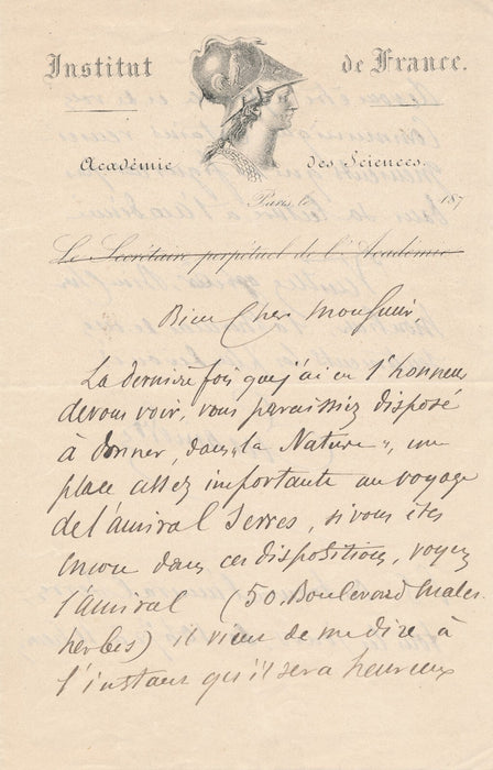Ernest MAINDRON 8 lettres autographes signées à Gaston TISSANDIER revue Nature
