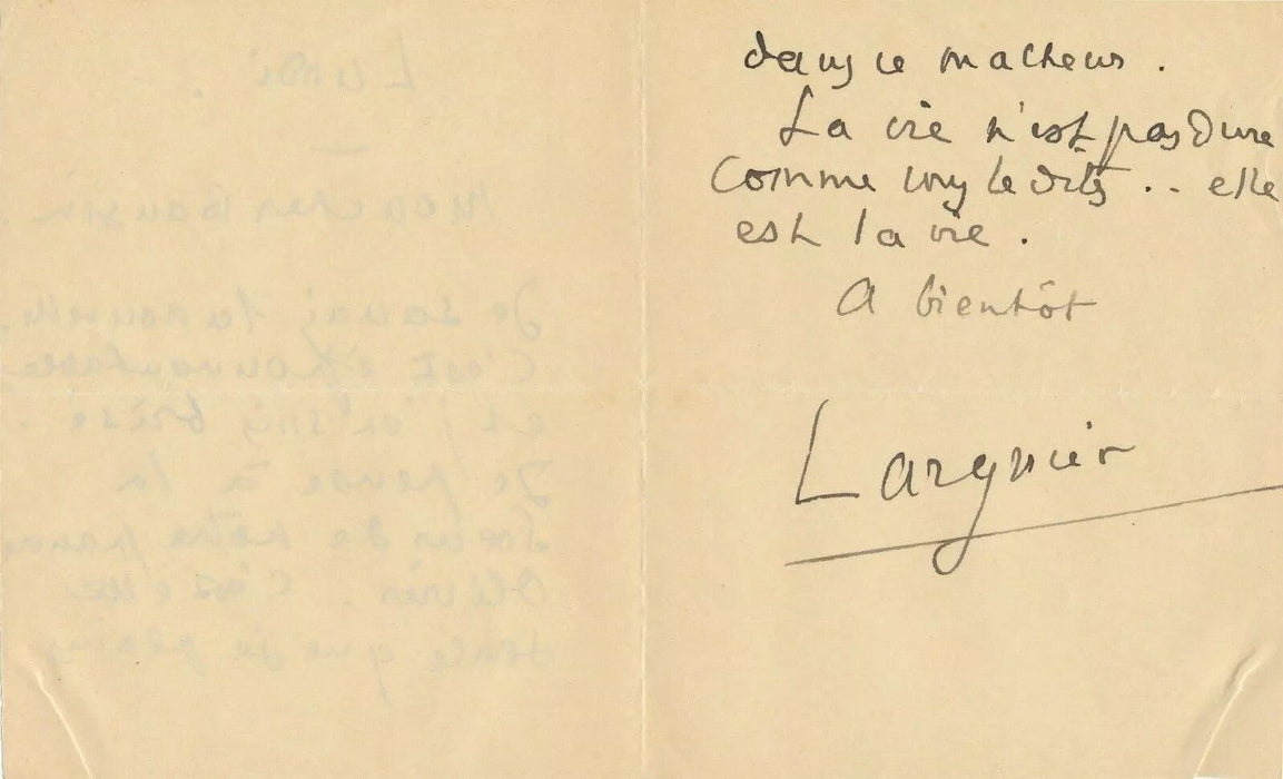 Léo LARGUIER 5 lettres autographes signées 1 carte Vignaud Durègne Bauzin
