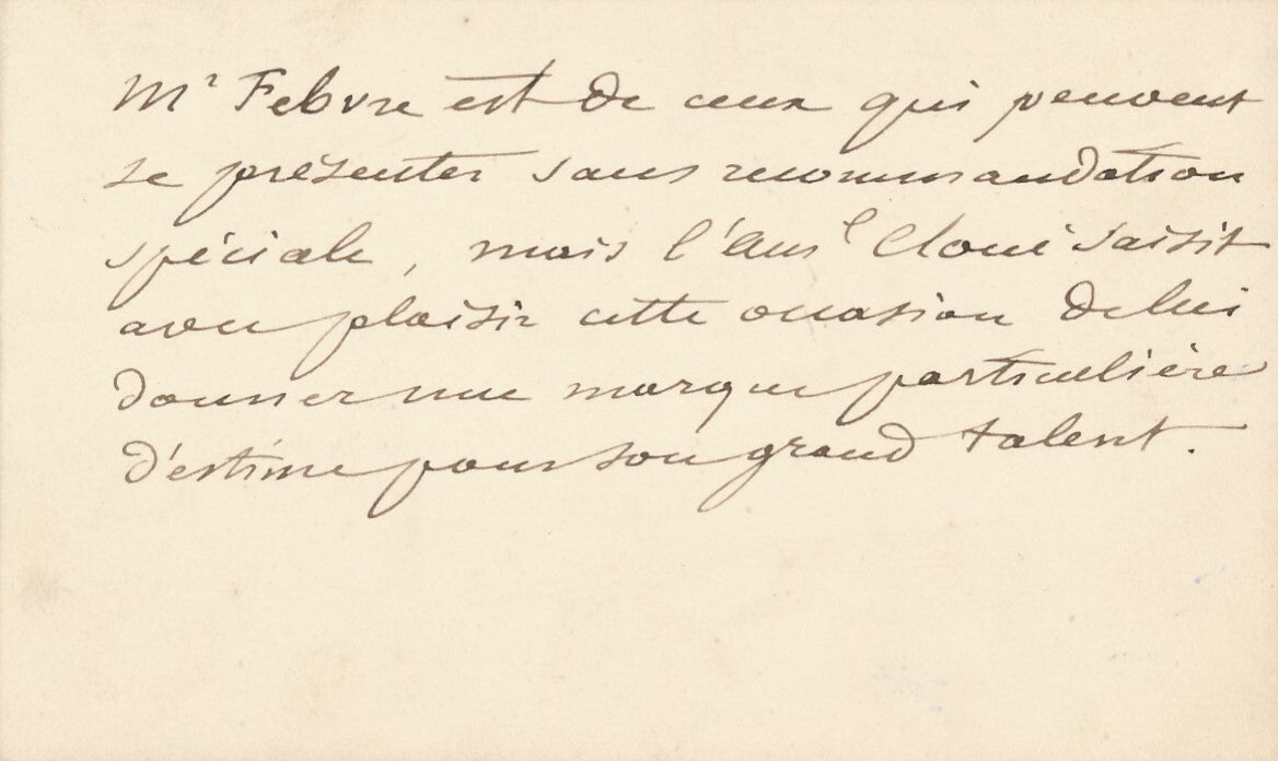 Marine militaire Georges CLOUÉ Carte de visite autographe à acteur Febvre