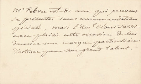 Marine militaire Georges CLOUÉ Carte de visite autographe à acteur Febvre