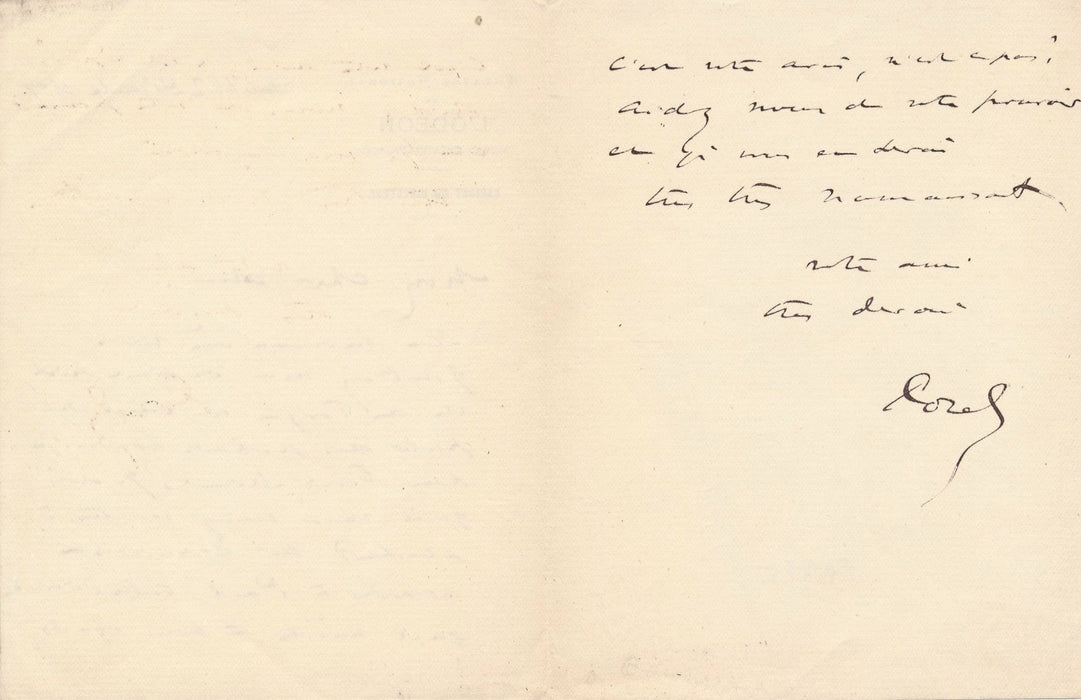 Paul Porel Odéon Théâtre lettre autographe signée palmes Paul Mounet Bergerac