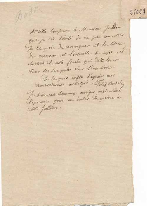 Félix BODIN écrivain science-fiction fait des corrections lettre autographe