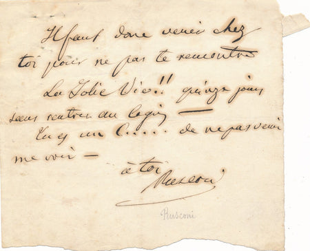 RUSCONI factotum d'Alexandre Dumas père billet autographe signé