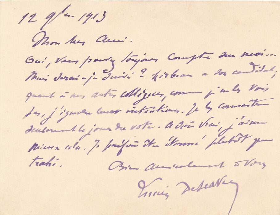 Lucien DESCAVES  2 lettres autographes raille les prix de l'Académie française