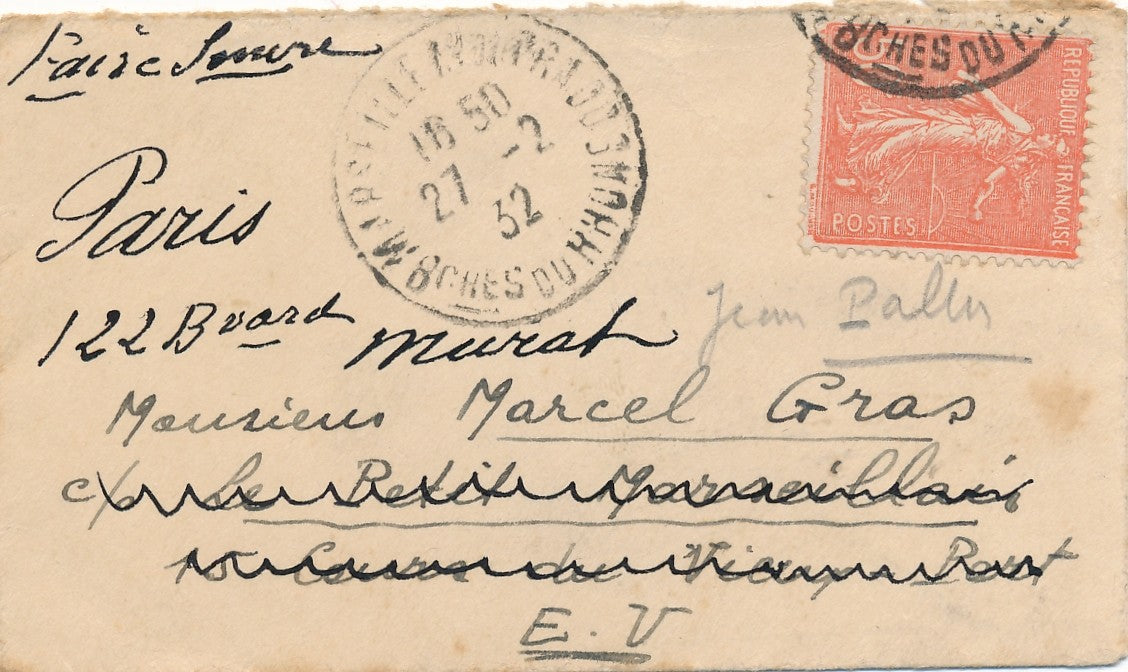 Jean Pallu carte autographe signée remerciement Port d'escale Marcel Gras