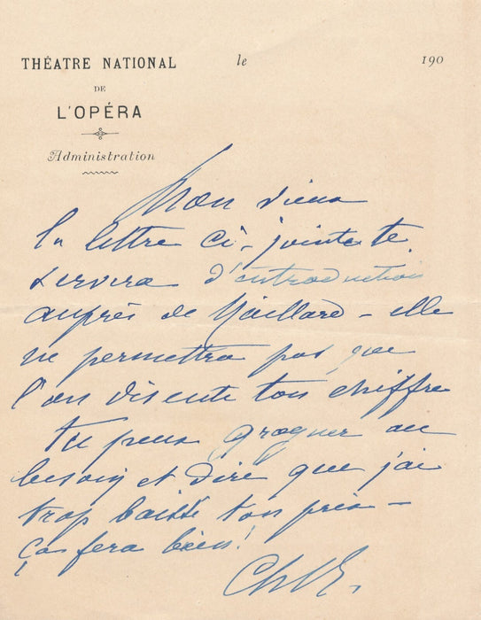 Charles REYNAUD architecte Opéra 4 lettres autographes signées Annales Théâtre