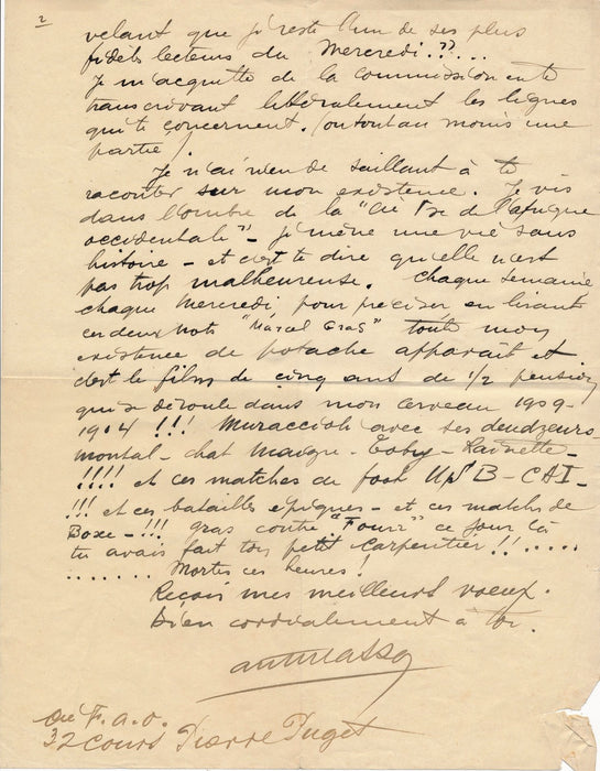 Sur Georges Barrelle à  M. Gras critique Heures mortes autographe signée 1931