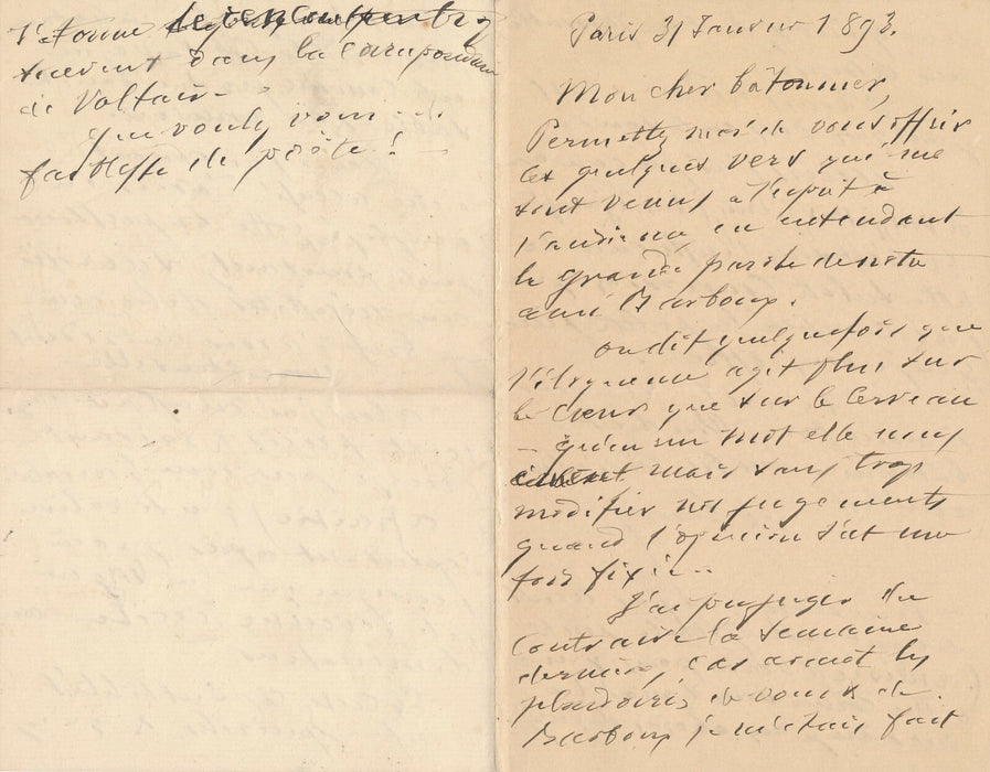 Scandale Panama Charles Limet lettre autographe signée avocat justice poème !