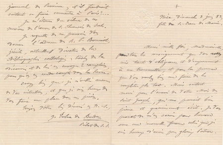 Religion Tobra de Bordas 4 lettres autographes signées Blanchet Polybiblion 1883