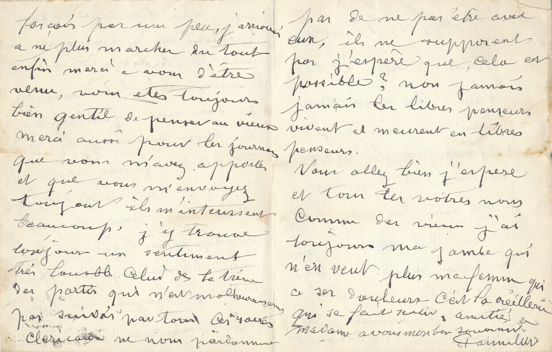 Victore PANNELIER Paris photographe 11 lettres  radical guerre anti clerical