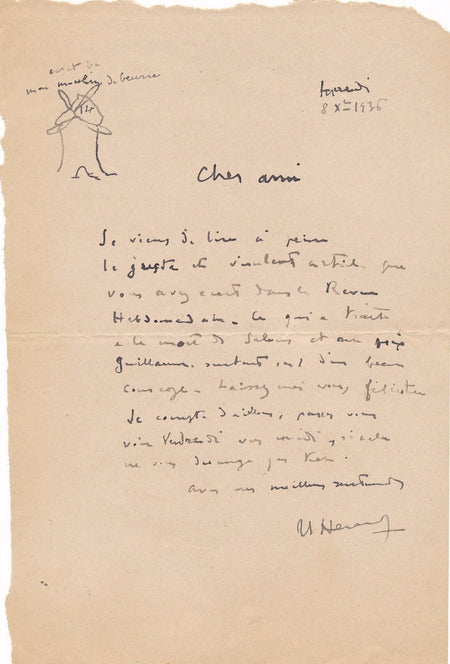 Correspondance autographe Henri Herault Jacques Lassaigne 9 lettres 1936-1939