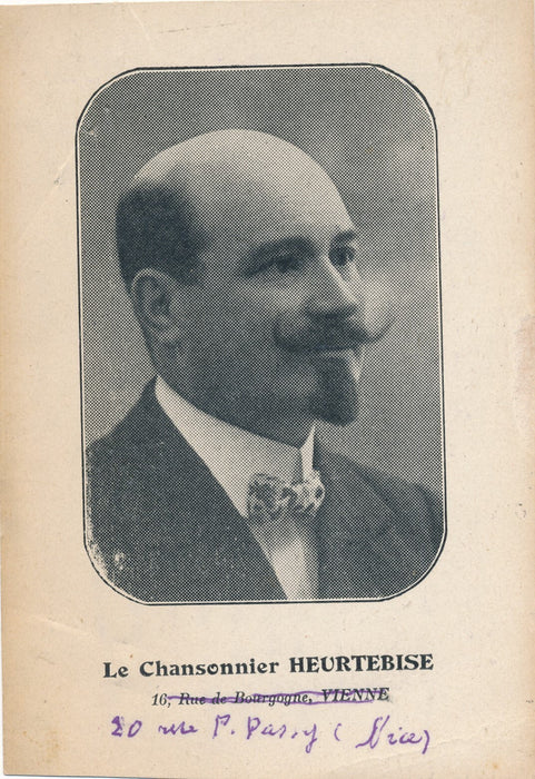 Marcel HEURTEBISE carte autographe signée chanson Baya auteur et portrait
