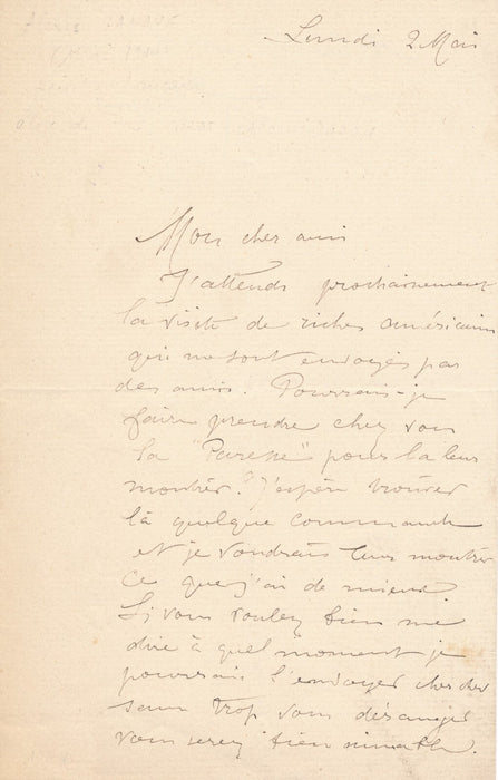 peintre Alexis LAHAYE 2 lettres autographes portrait Auber tableau Paresses