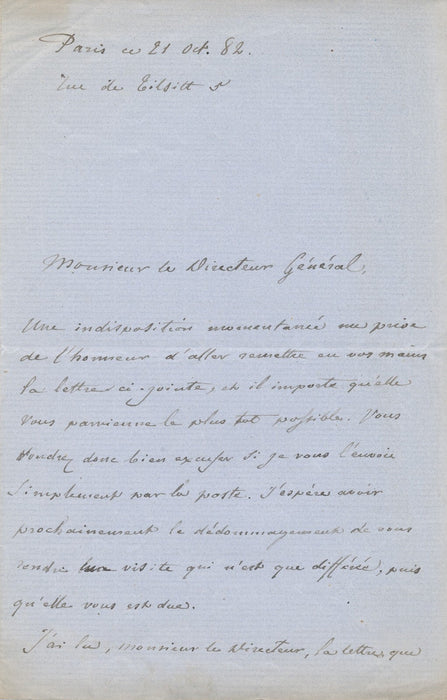 Alexandre BIDA est trop bien recommandé par Ernest Renan lettre autographe signé