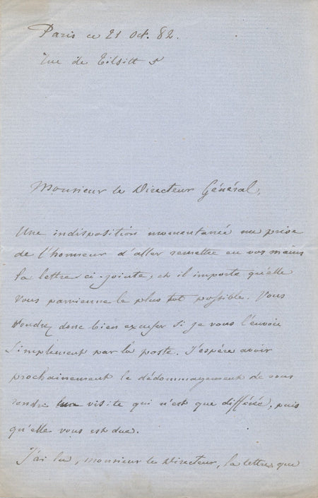 Alexandre BIDA est trop bien recommandé par Ernest Renan lettre autographe signé