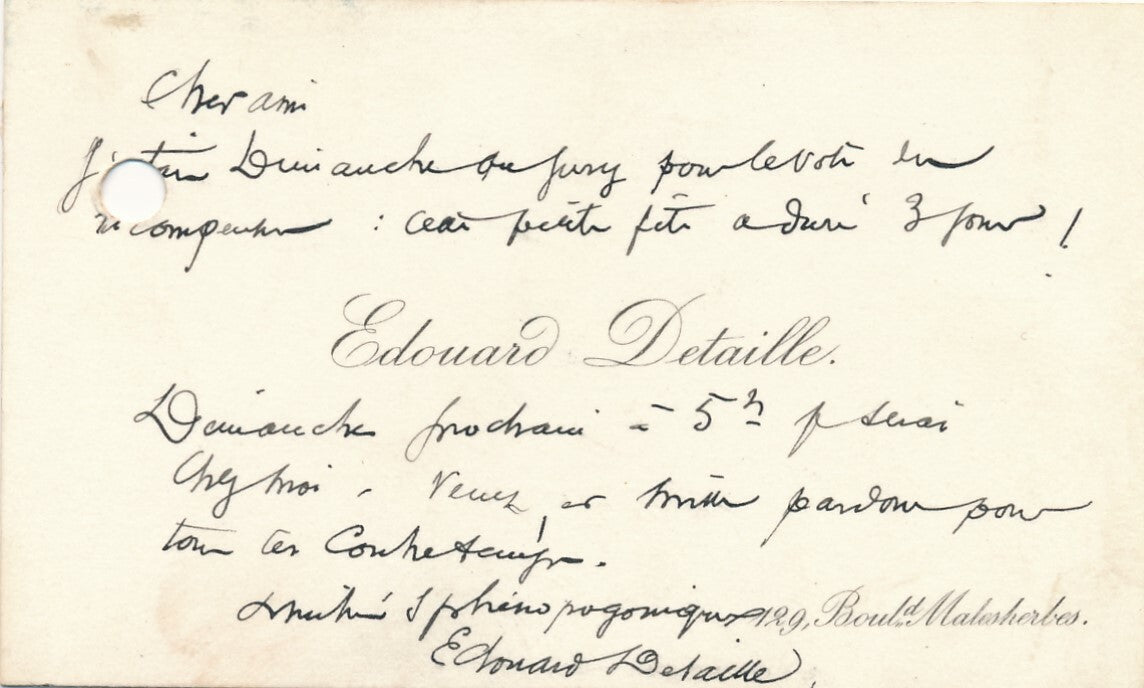 peintre Edouard DETAILLE amusante lettre à un peintre anglais exposant humour 