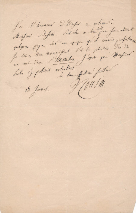 Victor COUSIN envoie un ouvrage à l'Illustration Victor Paulin lettre autographe