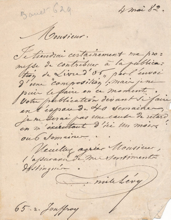 Émile Lévy Levy 3 lettres autographes signées reproduction tableaux
