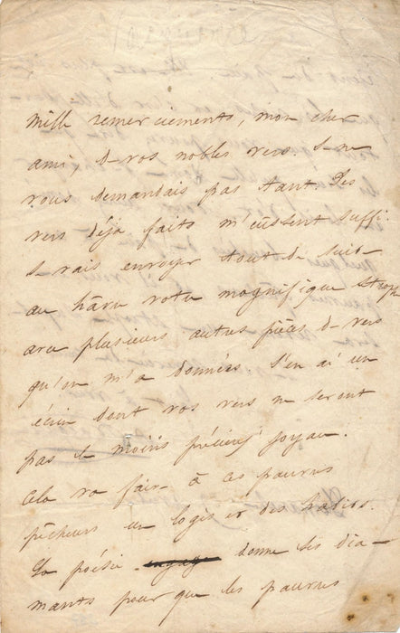 photographe Lettre autographe signée Auguste Vacquerie poésie marins Le Havre  