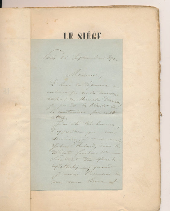 DUPONT-WHITE Siège de Beauvais EO 1848 envoi autographe et belle lettre