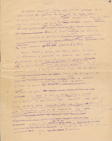 Marcel JOUHANDEAU manuscrit autographe 2 p. Dun-le-Palestel et BAT signé