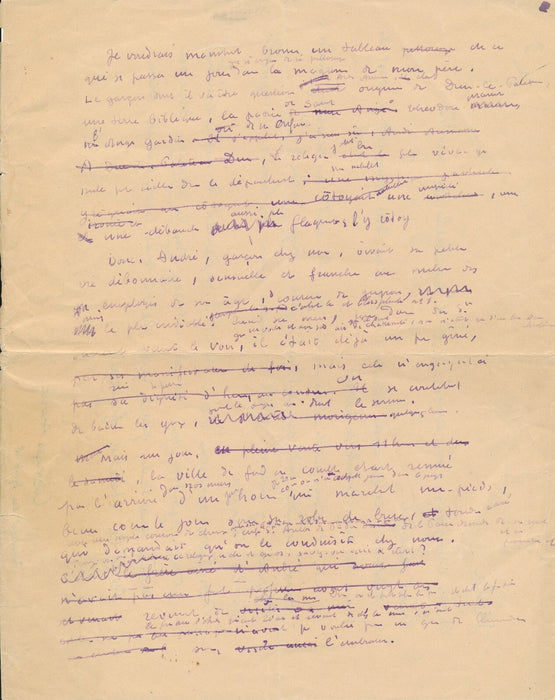Marcel JOUHANDEAU manuscrit autographe 2 p. Dun-le-Palestel et BAT signé
