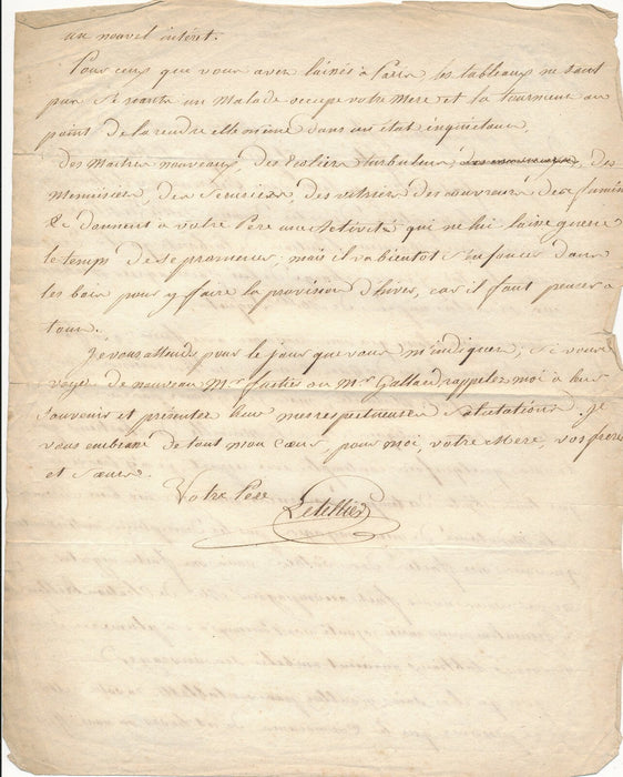 Famille Letellier, Paris, Bourg la Reine, vers 1880-1890 3 documents autographes