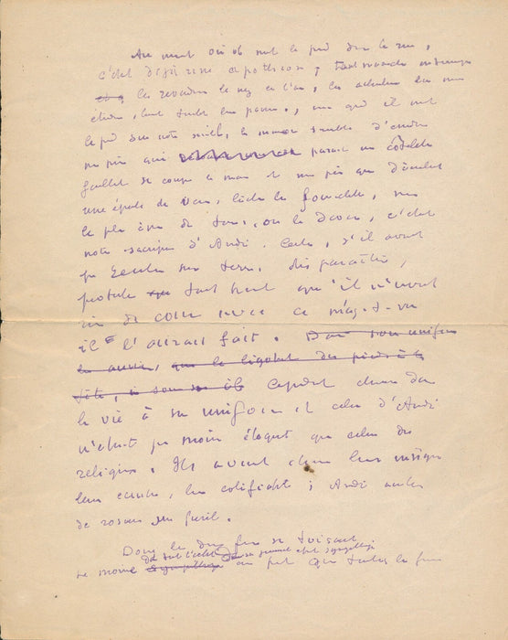 Marcel JOUHANDEAU manuscrit autographe 2 p. Dun-le-Palestel et BAT signé