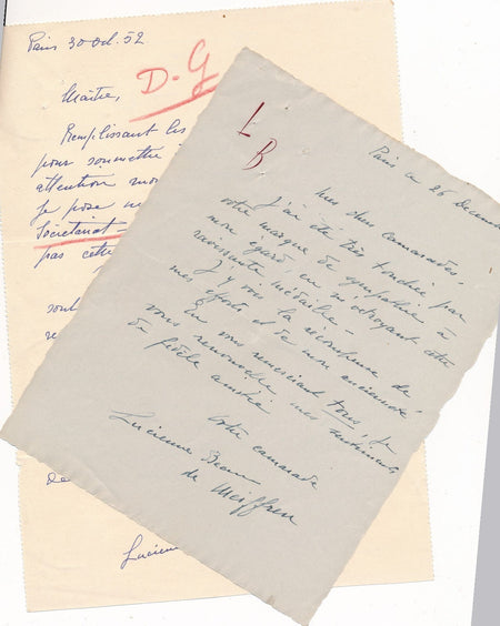 Lucienne de MEIFFREN candidate pour salon d'Hiver 2 lettres autographes signées