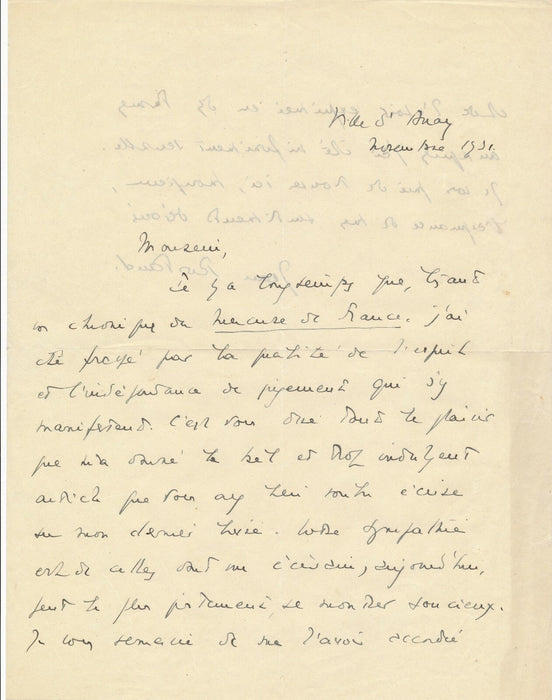 Jean ROSTAND lettre autographe signée Mercure de France critique remerciement