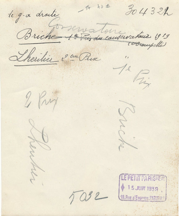 1939 trompettiste premier deuxième prix conservatoire Briche Lhéritier photo