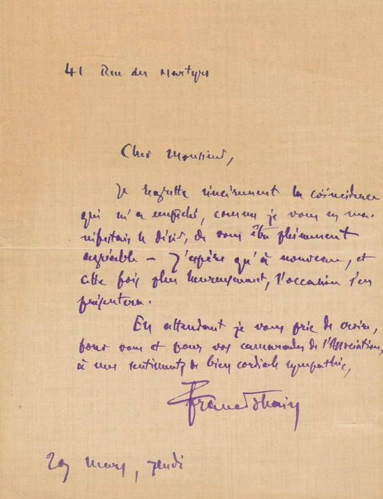 FRANC-NOHAIN 1 poème autographe 2 lettres écrivain poète