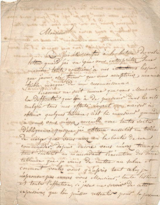 Jacques Joseph LECURIEUX peintre belle lettre autographe  à collectionneur 1844