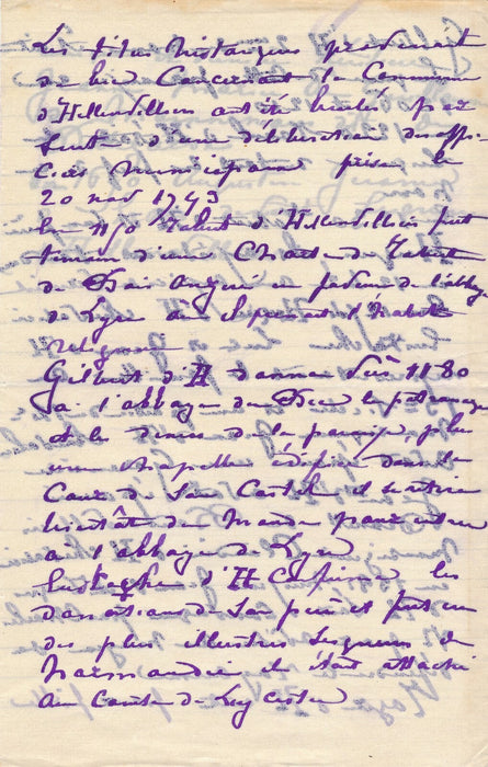 Généalogie famille Hellenvilliers, Damville, Eure autographe