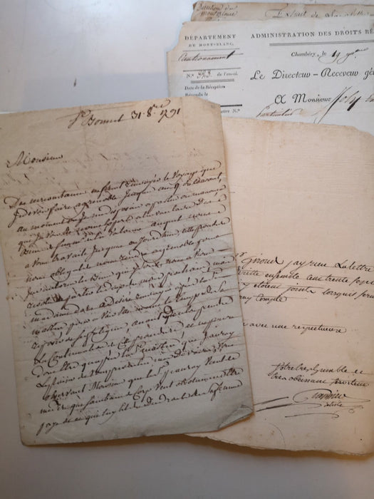M. Joly entreposeur de tabacs, 1813, département Mont-Blanc documents époque