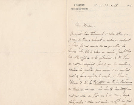 René HÉRON DE VILLEFOSSE Louvre acquisition tête César marbre lettre autographe